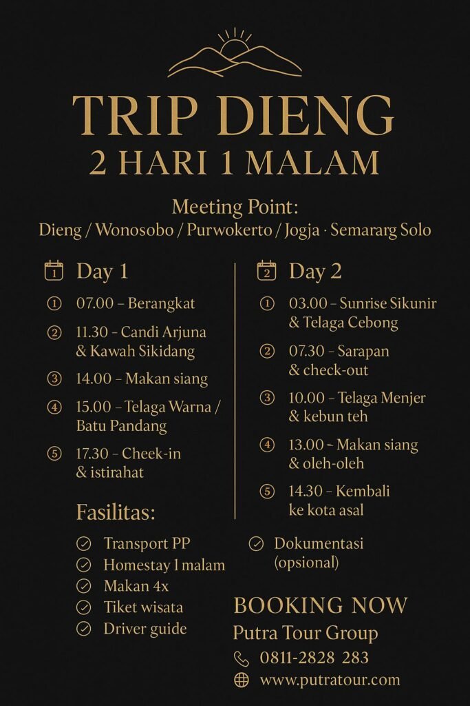 Paket Wisata Dieng 2 Hari 1 Malam